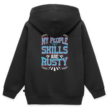Mes compétences relationnelles sont rouillées 17 - Sweat Premium à capuche zippé enfant bio - noir - Dos - AI Model Kid Male (0cm)