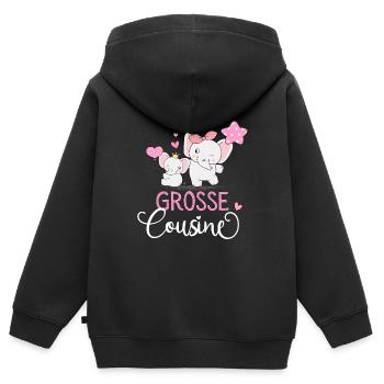 Ich werde Große Cousine 2025 Mädchen Elefanten - Kinder Premium Organic Zip Hoodie - Schwarz - Hinten - AI Model Kid Male (0cm)
