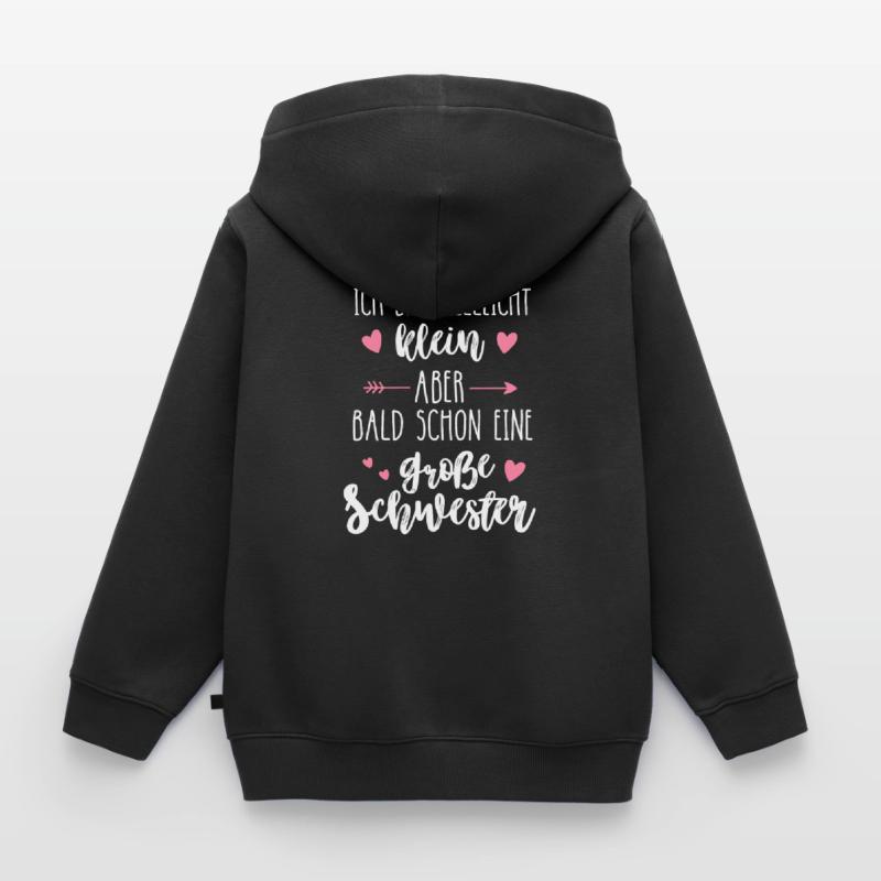 Ich werde große Schwester 2025 Regenbogen Mädchen Kinder Premium Organic Zip Hoodie