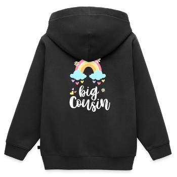Ich werde Große Cousine 2025 Mädchen Regenbogen - Kinder Premium Organic Zip Hoodie - Schwarz - Hinten - AI Model Kid Male (0cm)