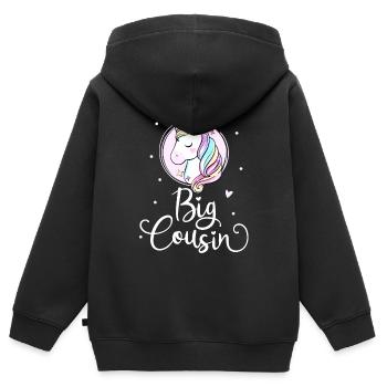 Ich werde Große Cousine 2025 Mädchen Einhorn - Kinder Premium Organic Zip Hoodie - Schwarz - Hinten - AI Model Kid Male (0cm)