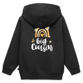 Ich werde Große Cousine 2025 Mädchen Regenbogen - Kinder Premium Organic Zip Hoodie - Schwarz - Hinten - AI Model Kid Male (0cm)