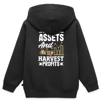 Cultiver les actifs Récolter les bénéfices Finance Jardinier - Sweat Premium à capuche zippé enfant bio - noir - Dos - AI Model Kid Male (0cm)