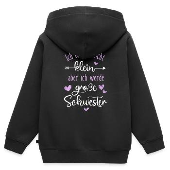 ich bin klein aber bald schon große Schwester - Kinder Premium Organic Zip Hoodie - Schwarz - Hinten - AI Model Kid Male (0cm)