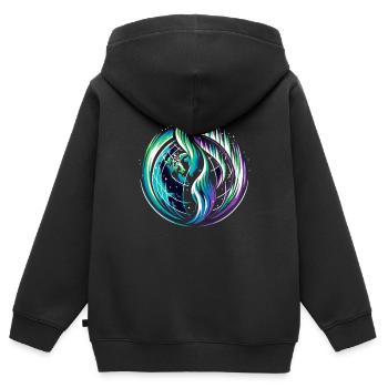 Polarlicht-aurora-verfolger Alaska Wilderness - Kinder Premium Organic Zip Hoodie - Schwarz - Hinten - AI Model Kid Male (0cm)