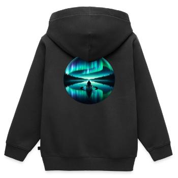 Polarlicht-aurora-verfolger Alaska Wilderness - Kinder Premium Organic Zip Hoodie - Schwarz - Hinten - AI Model Kid Male (0cm)
