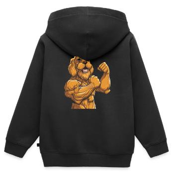 Fitness Goldener Doodle Hund - Kinder Premium Organic Zip Hoodie - Schwarz - Hinten - AI Model Kid Male (0cm)