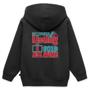 J’ai besoin de votre liste, j’ai vendu tous les miens 2 - Sweat Premium à capuche zippé enfant bio - noir - Dos - AI Model Kid Male (0cm)