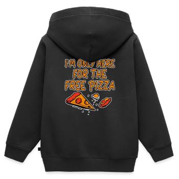 Je ne suis là que pour la pizza gratuite 4 - Sweat Premium à capuche zippé enfant bio - noir - Dos - AI Model Kid Male (0cm)