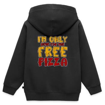 Je ne suis là que pour la pizza gratuite 3 - Sweat Premium à capuche zippé enfant bio - noir - Dos - AI Model Kid Male (0cm)