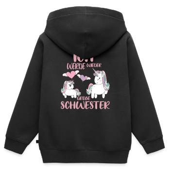 Soon again big sister announce unicorns - Kids Premium Organic Zip-up Hoodie - black - Back - AI Model Kid Male (0cm)