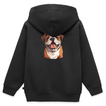 Bouledogue - Sweat Premium à capuche zippé enfant bio - noir - Dos - AI Model Kid Male (0cm)