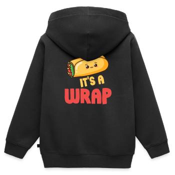 C’est un wrap Burrito jeux de mots mexicains - Sweat Premium à capuche zippé enfant bio - noir - Dos - AI Model Kid Male (0cm)