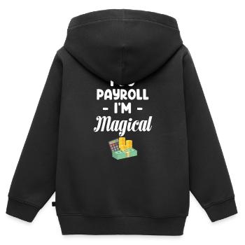 Salaire et traitement Je fais de la paie - Sweat Premium à capuche zippé enfant bio - noir - Dos - AI Model Kid Male (0cm)