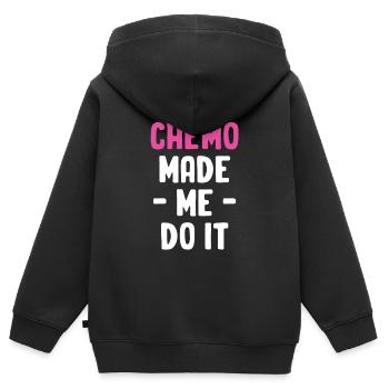 Chemo Hat Mich Dazu Gebracht, Es Lustig Zu - Kinder Premium Organic Zip Hoodie - Schwarz - Hinten - AI Model Kid Male (0cm)
