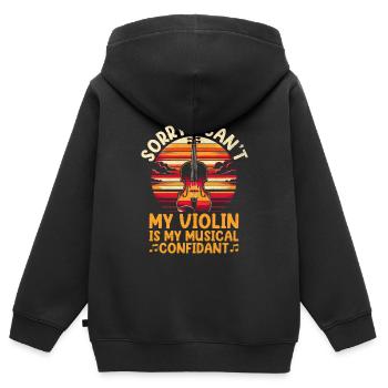 Tut mir leid, dass ich es nicht kann Meine Geige ist mein musikalischer Vertrauter - Kinder Premium Organic Zip Hoodie - Schwarz - Hinten - AI Model Kid Male (0cm)
