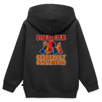 Club du stress, Penser trop en toute confiance 2 - Sweat Premium à capuche zippé enfant bio - noir - Dos - AI Model Kid Male (0cm)