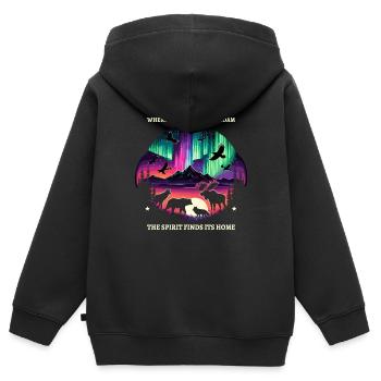 Polarlicht-aurora-verfolger Alaska Wilderness - Kinder Premium Organic Zip Hoodie - Schwarz - Hinten - AI Model Kid Male (0cm)