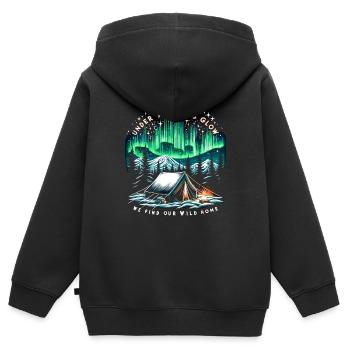 Polarlicht-aurora-verfolger Alaska Wilderness - Kinder Premium Organic Zip Hoodie - Schwarz - Hinten - AI Model Kid Male (0cm)
