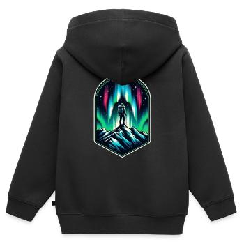 Polarlicht-aurora-verfolger Alaska Wilderness - Kinder Premium Organic Zip Hoodie - Schwarz - Hinten - AI Model Kid Male (0cm)