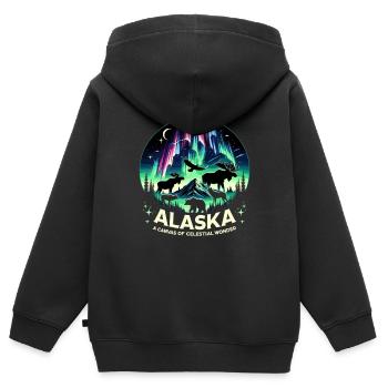Polarlicht-aurora-verfolger Alaska Wilderness - Kinder Premium Organic Zip Hoodie - Schwarz - Hinten - AI Model Kid Male (0cm)