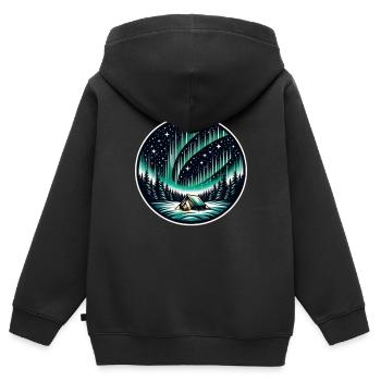 Polarlicht-aurora-verfolger Alaska Wilderness - Kinder Premium Organic Zip Hoodie - Schwarz - Hinten - AI Model Kid Male (0cm)