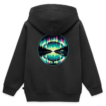 Polarlicht-aurora-verfolger Alaska Wilderness - Kinder Premium Organic Zip Hoodie - Schwarz - Hinten - AI Model Kid Male (0cm)