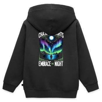Polarlicht-aurora-verfolger Alaska Wilderness - Kinder Premium Organic Zip Hoodie - Schwarz - Hinten - AI Model Kid Male (0cm)