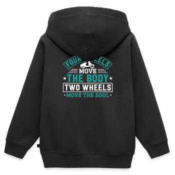 Motorroller - Kinder Premium Organic Zip Hoodie - Schwarz - Hinten - AI Model Kid Male (0cm)