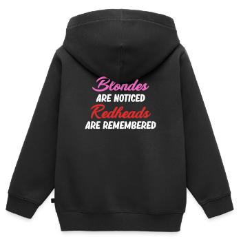 Les blondes se font remarquer Les rousses restent à la maison - Sweat Premium à capuche zippé enfant bio - noir - Dos - AI Model Kid Male (0cm)