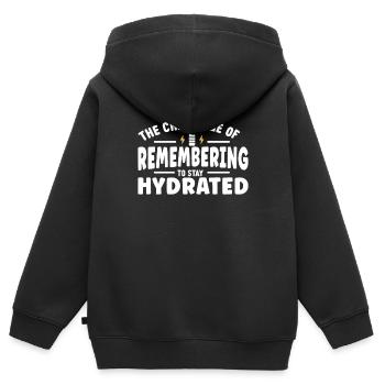 Hydratation Boire de l’eau Rester hydraté - Sweat Premium à capuche zippé enfant bio - noir - Dos - AI Model Kid Male (0cm)