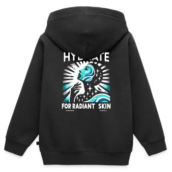 Hydratation Boire de l’eau Rester hydraté - Sweat Premium à capuche zippé enfant bio - noir - Dos - AI Model Kid Male (0cm)