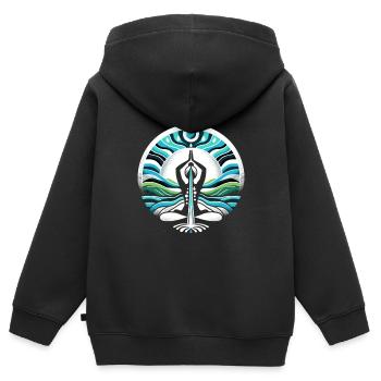 Hydratation Boire de l’eau Rester hydraté - Sweat Premium à capuche zippé enfant bio - noir - Dos - AI Model Kid Male (0cm)