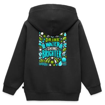 Hydratation Boire de l’eau Rester hydraté - Sweat Premium à capuche zippé enfant bio - noir - Dos - AI Model Kid Male (0cm)
