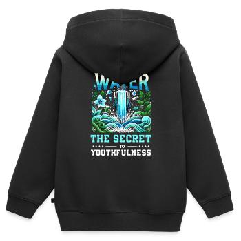 Hydratation Boire de l’eau Rester hydraté - Sweat Premium à capuche zippé enfant bio - noir - Dos - AI Model Kid Male (0cm)