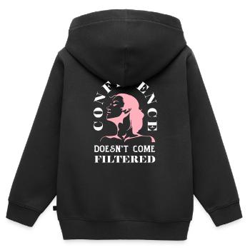Confiance sans filtre, audace, amour de soi - Sweat Premium à capuche zippé enfant bio - noir - Dos - AI Model Kid Male (0cm)
