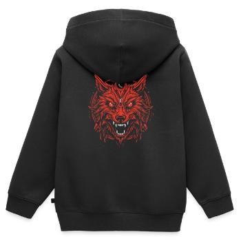 Wolf Beängstigend Lunar Wolf - Kinder Premium Organic Zip Hoodie - Schwarz - Hinten - AI Model Kid Male (0cm)