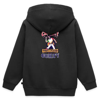 Joueur de cricket aimant le crime de cricket coupable - Sweat Premium à capuche zippé enfant bio - noir - Dos - AI Model Kid Male (0cm)