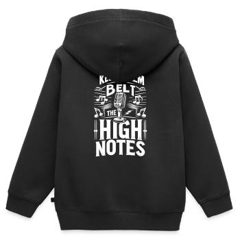 Broadway Musical Musical Théâtre Chanteur - Sweat Premium à capuche zippé enfant bio - noir - Dos - AI Model Kid Male (0cm)