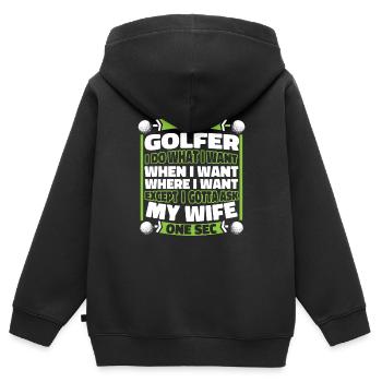 Golf Golfer Golfen - Kinder Premium Organic Zip Hoodie - Schwarz - Hinten - AI Model Kid Male (0cm)