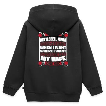 Kettlebell - Sweat Premium à capuche zippé enfant bio - noir - Dos - AI Model Kid Male (0cm)