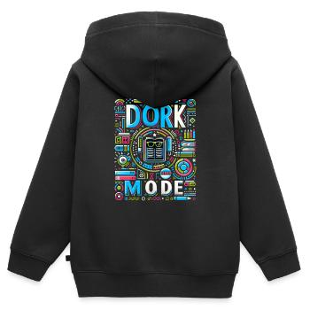 Mode Dork 14 - Sweat Premium à capuche zippé enfant bio - noir - Dos - AI Model Kid Male (0cm)