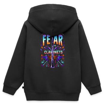 Fear The Clarinets 12 - Kinder Premium Organic Zip Hoodie - Schwarz - Hinten - AI Model Kid Male (0cm)