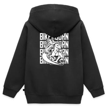 Motorroller Einhorn Scootercorn - Kinder Premium Organic Zip Hoodie - Schwarz - Hinten - AI Model Kid Male (0cm)