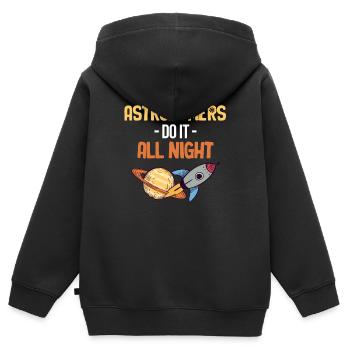 Les astronomes font toute la nuit - Sweat Premium à capuche zippé enfant bio - noir - Dos - AI Model Kid Male (0cm)