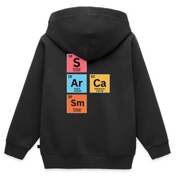 Sarcasme - Tableau périodique - Sweat Premium à capuche zippé enfant bio - noir - Dos - AI Model Kid Male (0cm)