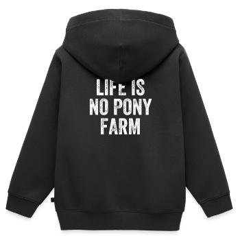 La vie n’est pas une ferme de poneys Denglish - Sweat Premium à capuche zippé enfant bio - noir - Dos - AI Model Kid Male (0cm)
