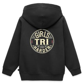 Filles Tri 12 - Sweat Premium à capuche zippé enfant bio - noir - Dos - AI Model Kid Male (0cm)