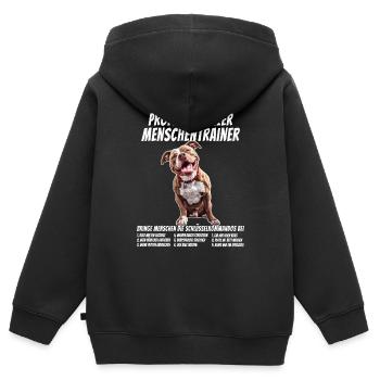 Professioneller Menschentrainer American Pitbull - Kinder Premium Organic Zip Hoodie - Schwarz - Hinten - AI Model Kid Male (0cm)