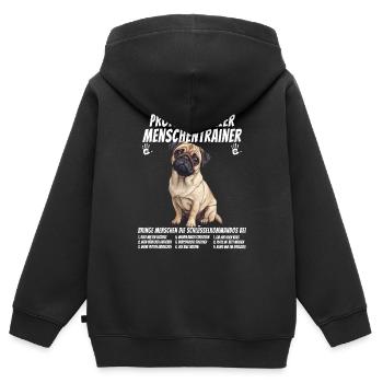 Professioneller Menschentrainer Mops Hund - Kinder Premium Organic Zip Hoodie - Schwarz - Hinten - AI Model Kid Male (0cm)